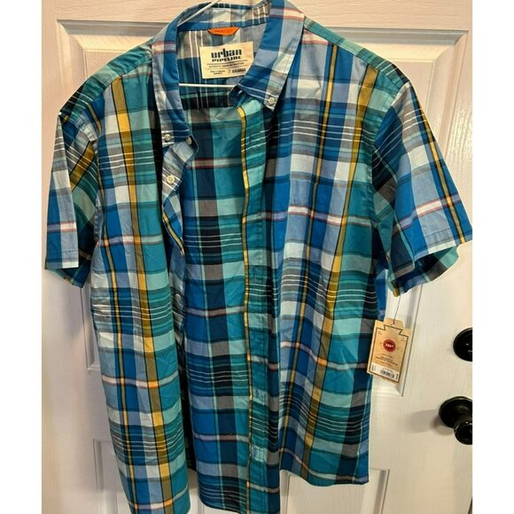 Urban Pipeline Shirt Men's XXL Tartan Plaid Max Flex Button Up Short Sleeve NWT - Picture 1 of 6